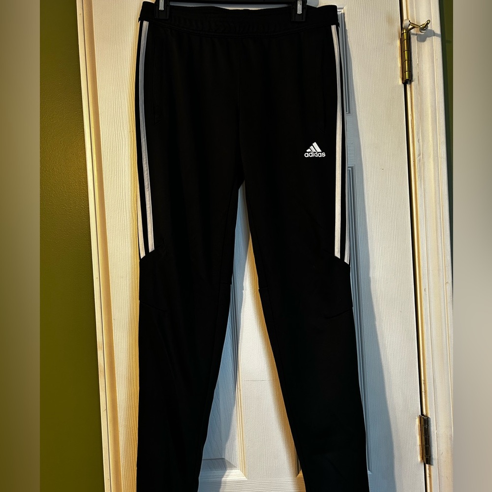 Adidas Black Joggers with White Stripes